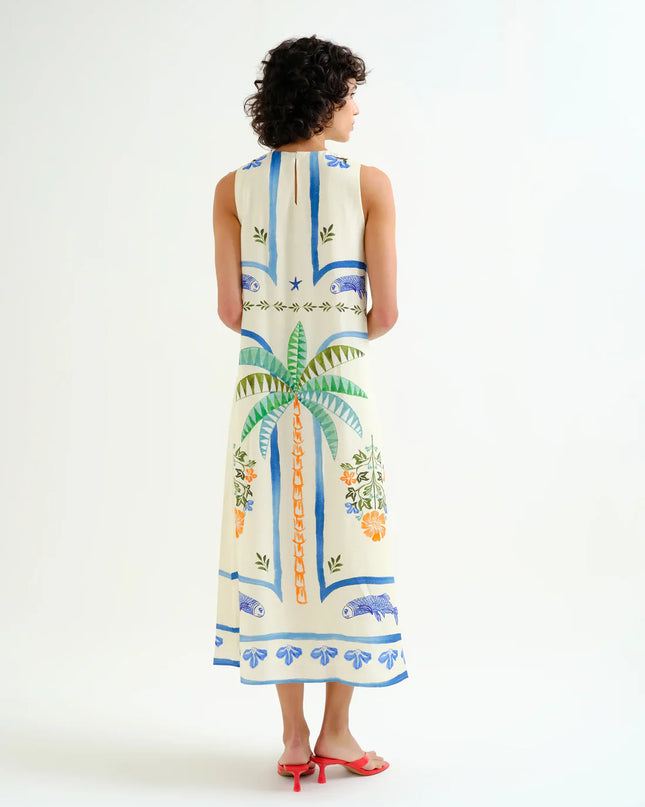 Palm & Mermaid Long Shift Dress