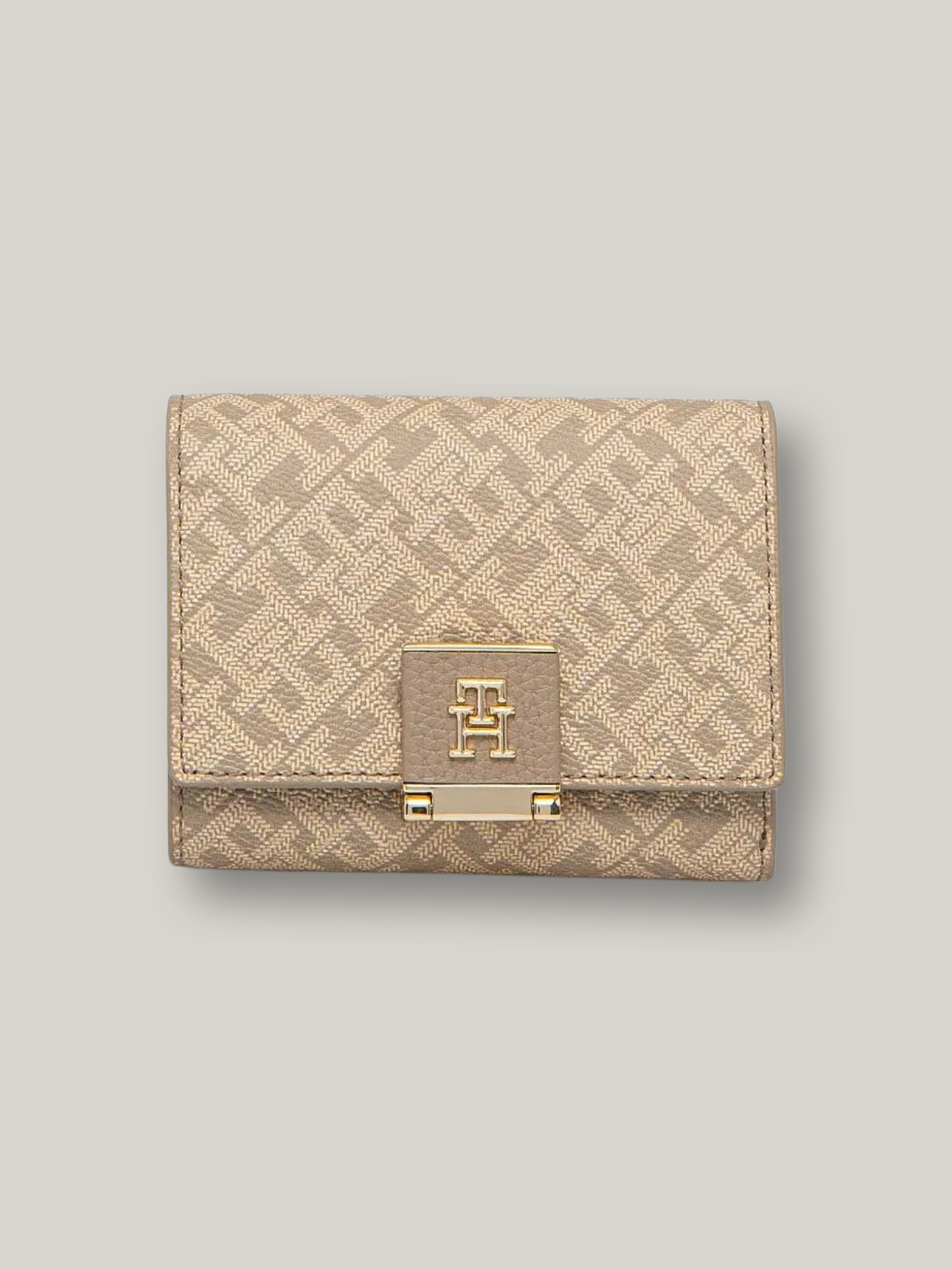 Tommy Hilfiger Heritage Medium Flap Monogram Wallet - Beige