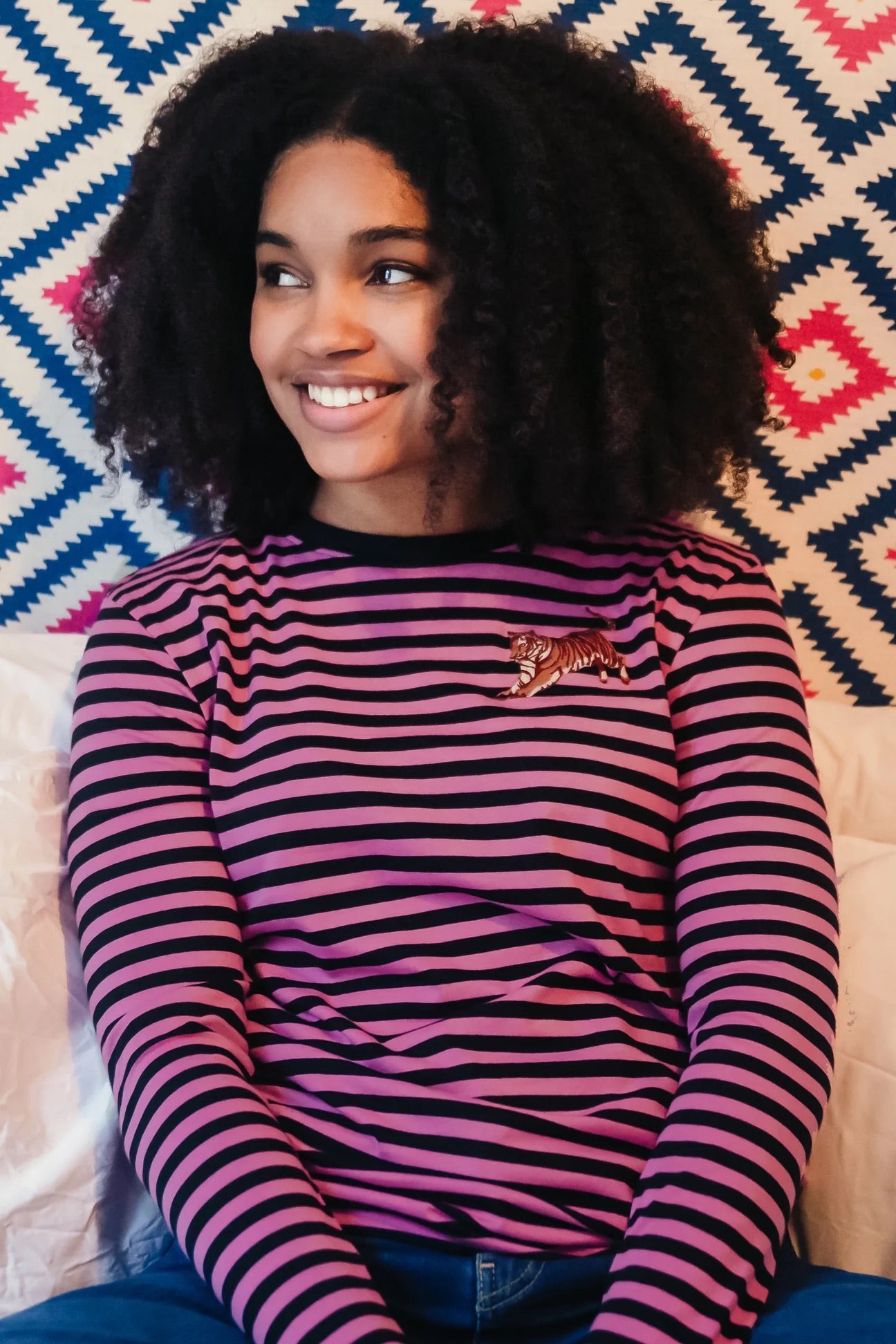 Sugarhill Brighton - Brunswick Jersey Top - Black/Pink, Leaping Tiger