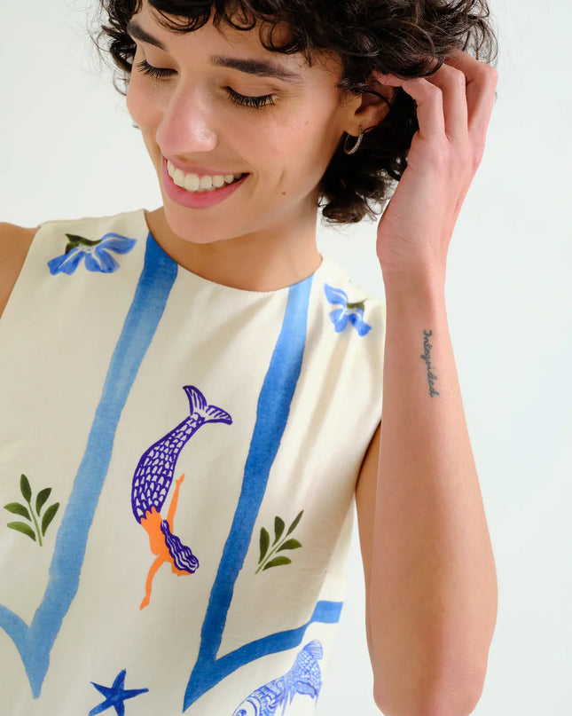 Palm & Mermaid Long Shift Dress