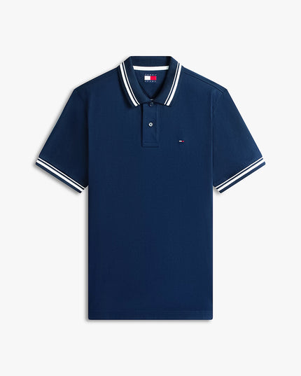 Tommy Flag Regular Fit Tipped Polo Shirt - Dark Blue