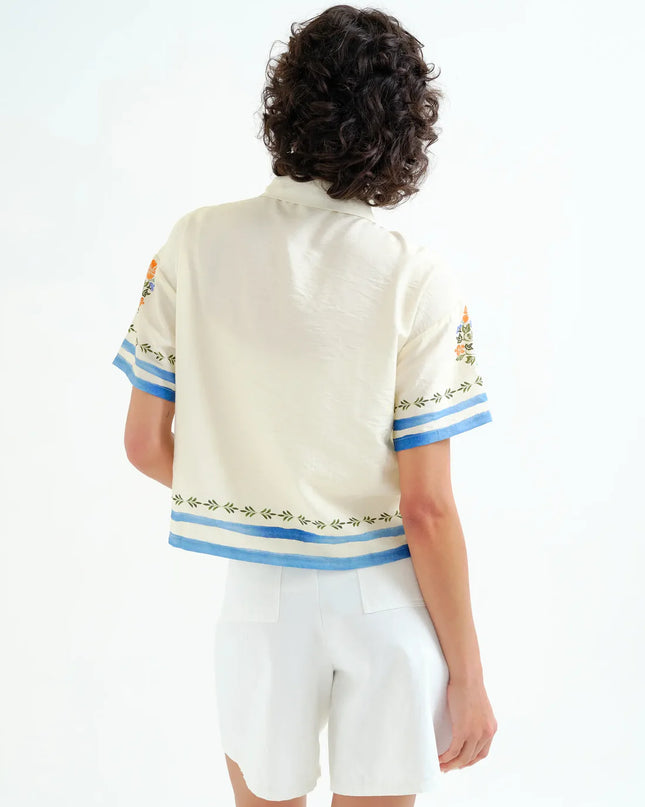 Palm & Mermaid Crepe Shirt