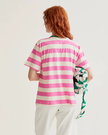 Striped Ringer Tee - Pink/Green