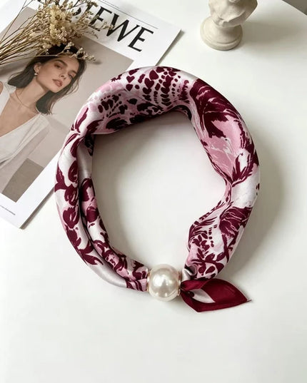 Magnetic Pearl Scarf - Burgundy Floral