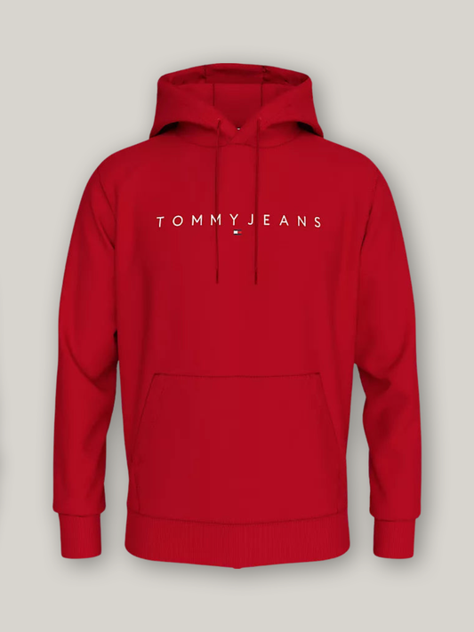 TJM REG LINEAR LOGO HOODIE EXT - DEEP CRIMSON