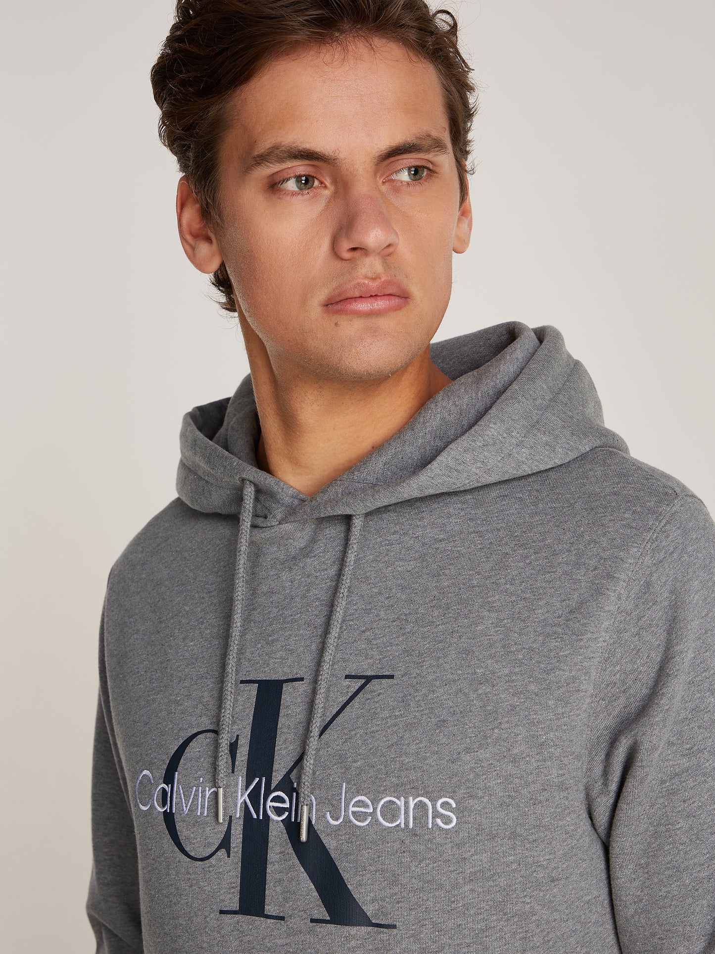 Calvin Klein Jeans - Seasonal Cotton Fleece Monologo Hoodie - Grey