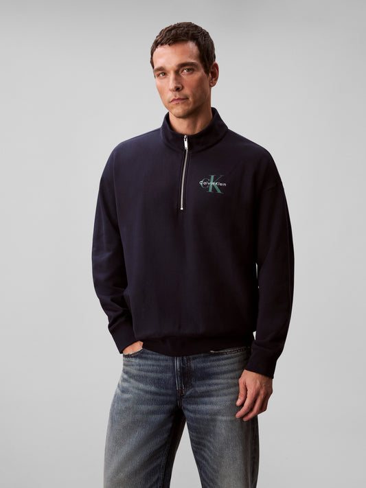 Terry Micro Monologo 1-4 Zip Sweatshirt - Dark Sapphire