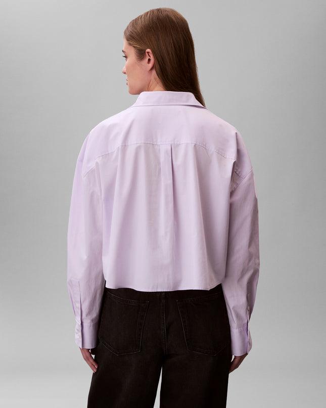 Cotton Cropped Poplin Shirt - Island Lilac