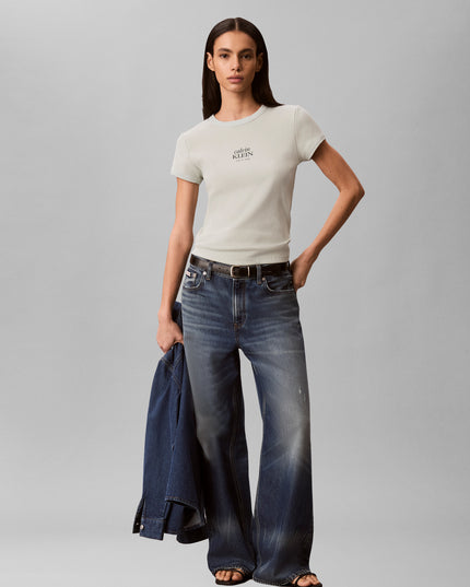 Slim Ribbed Cotton Logo T-Shirt
 - Pale Meadow