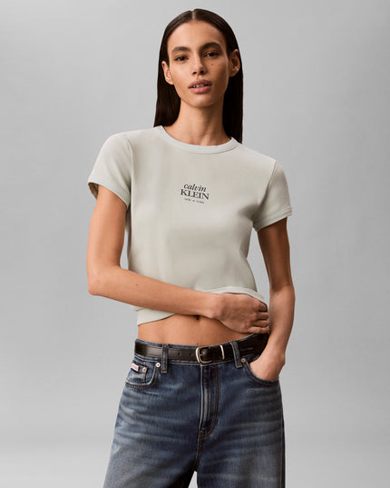 Slim Ribbed Cotton Logo T-Shirt
 - Pale Meadow