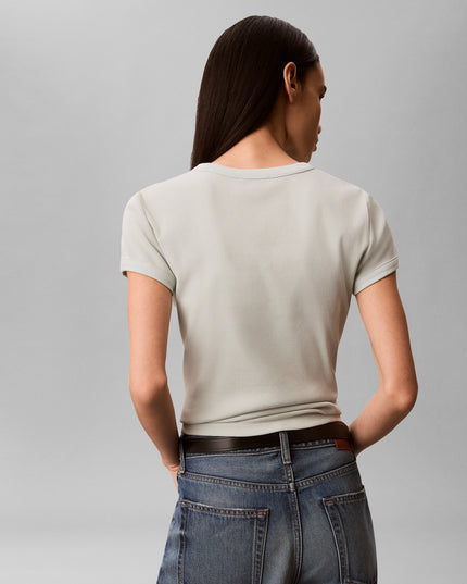 Slim Ribbed Cotton Logo T-Shirt
 - Pale Meadow