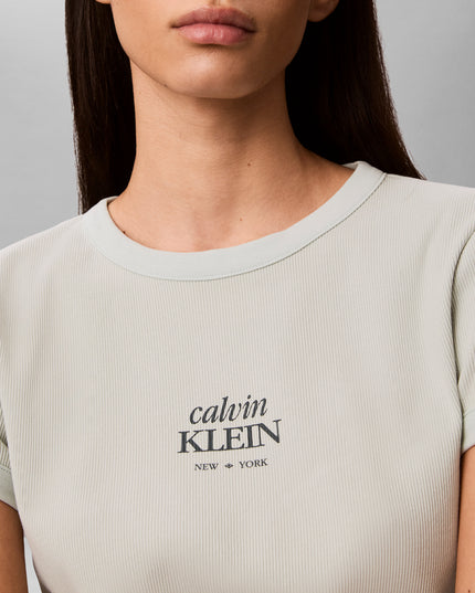 Slim Ribbed Cotton Logo T-Shirt
 - Pale Meadow