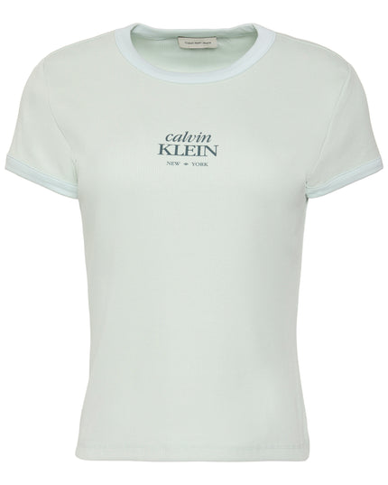 Slim Ribbed Cotton Logo T-Shirt
 - Pale Meadow