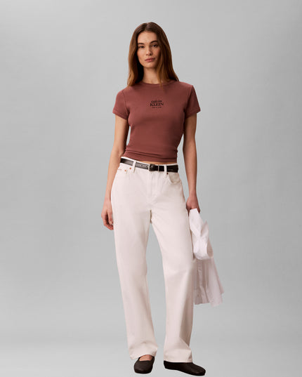Slim Ribbed Cotton Logo T-Shirt - Sierra Brown