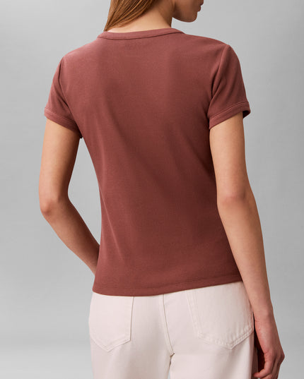 Slim Ribbed Cotton Logo T-Shirt - Sierra Brown