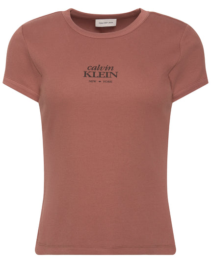 Slim Ribbed Cotton Logo T-Shirt - Sierra Brown