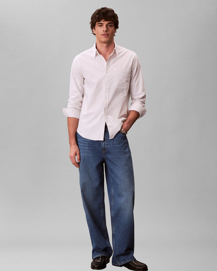 CK L\S Stripe Oxford Shirt - Chalk
