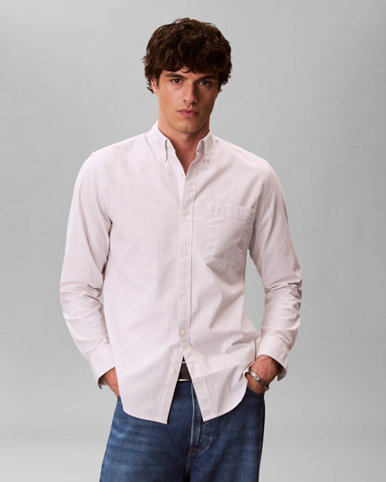 CK L\S Stripe Oxford Shirt - Chalk