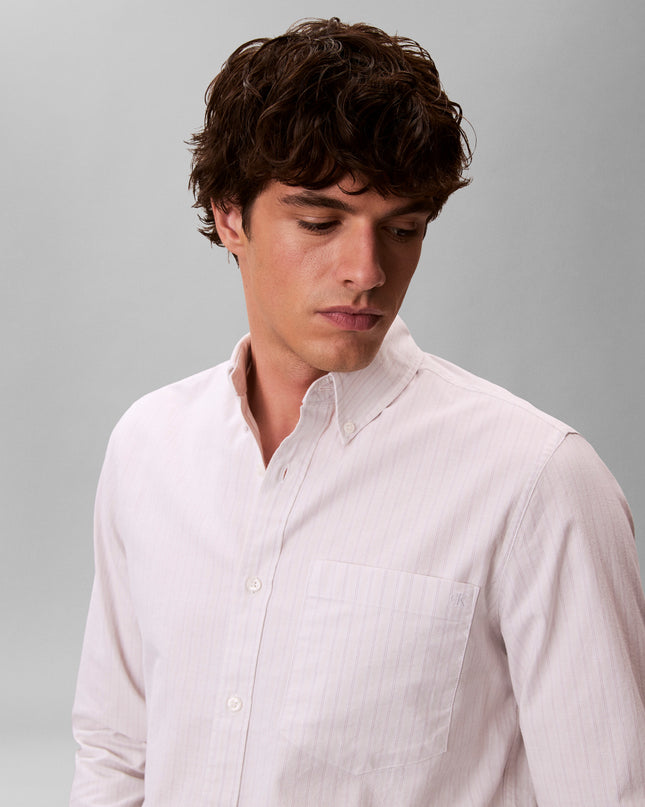 CK L\S Stripe Oxford Shirt - Chalk