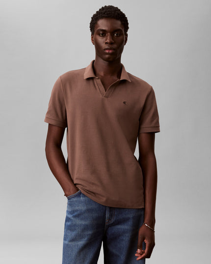 Open Collar Casual Polo - Warm Oak
