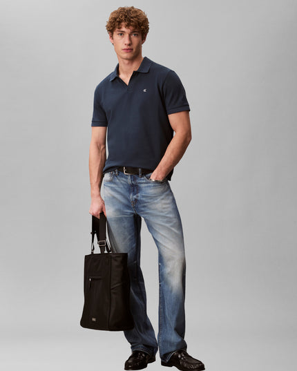 Open Collar Casual Polo - Navy Stone