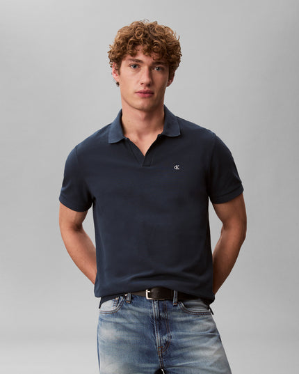 Open Collar Casual Polo - Navy Stone
