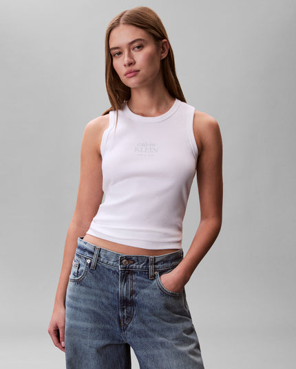 Baby Rib Logo Vest - Bright White