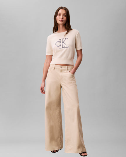 Logo Short Sleeve Knit Top - Tofu