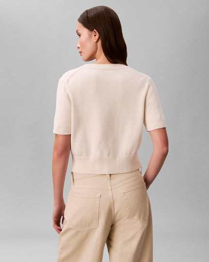 Logo Short Sleeve Knit Top - Tofu