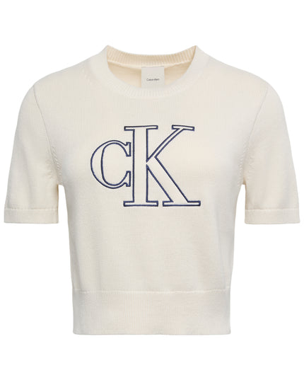 Logo Short Sleeve Knit Top - Tofu