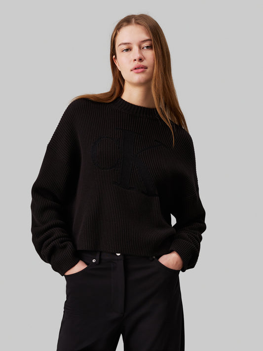 Calvin Klein Jeans Intarsia Regular Fit Jumper - Black