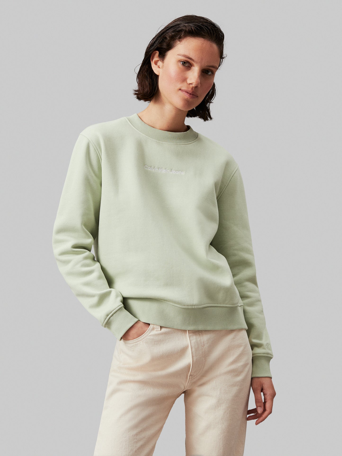 Calvin Klein Jeans - Institutional Crew Neck Jumper - Soft Lime