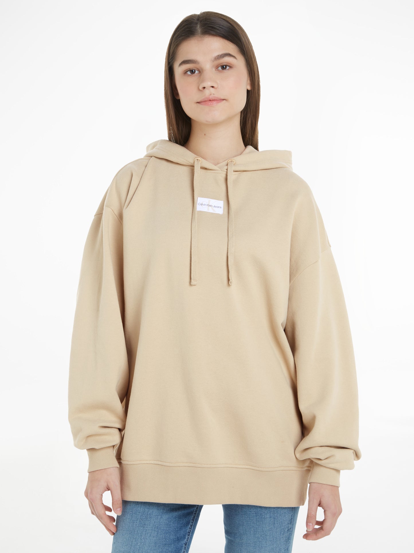 Calvin Klein Jeans - Woven Label Oversized Hoodie - Sand