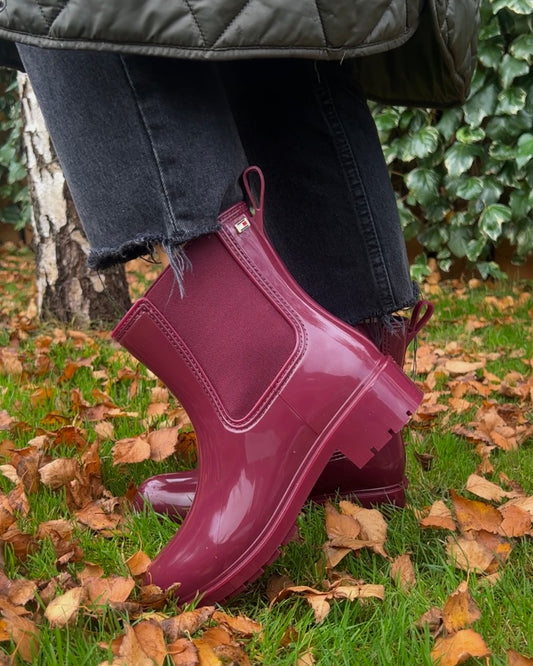 Tommy Hilfiger Patent Cleat Rain Boots - Deep Rouge