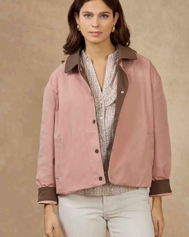 Lucia Short Two Tone Trench Coat - Rose