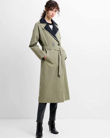 Kaci Double Collar Trench Coat - Spring Khaki