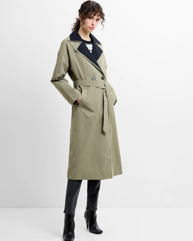 Kaci Double Collar Trench Coat - Spring Khaki