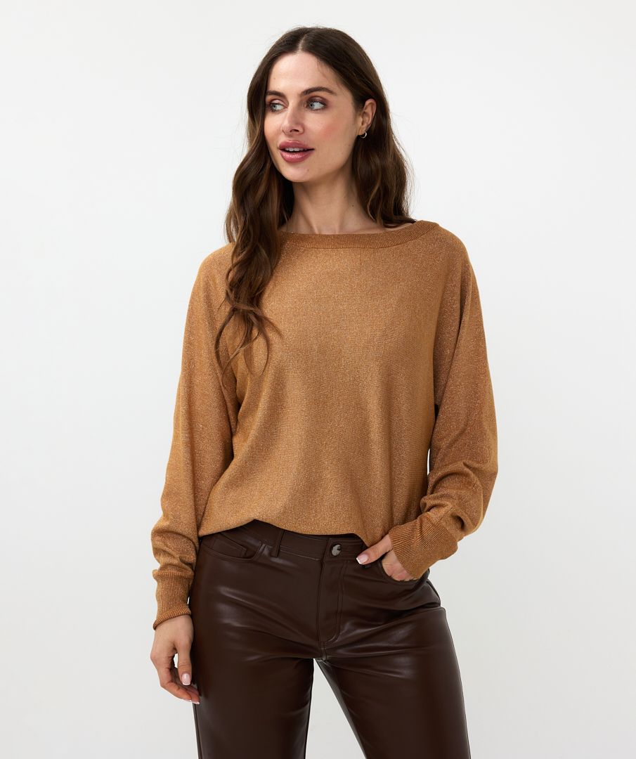 EsQualo - Lurex Batwing Sweater - Caramel