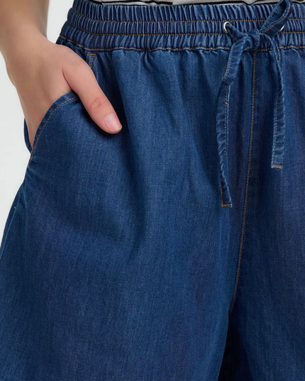 Shelly Scallop Shorts - Deep Blue Denim