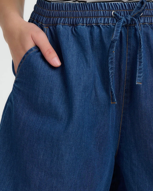 Shelly Scallop Shorts - Deep Blue Denim