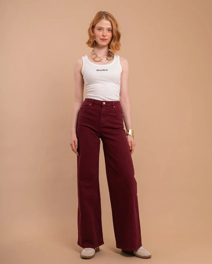 Katya Wide Leg Jean - Bordeaux