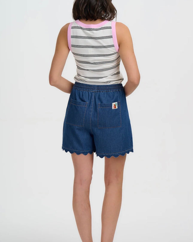 Shelly Scallop Shorts - Deep Blue Denim
