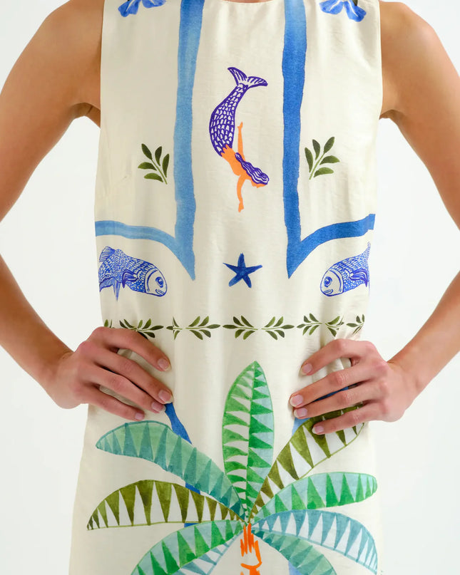 Palm & Mermaid Long Shift Dress