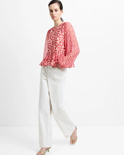 Poppy Enima Semi Sheer Top - Red Multi
