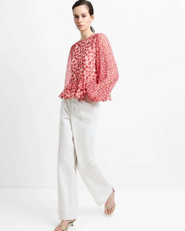 Poppy Enima Semi Sheer Top - Red Multi