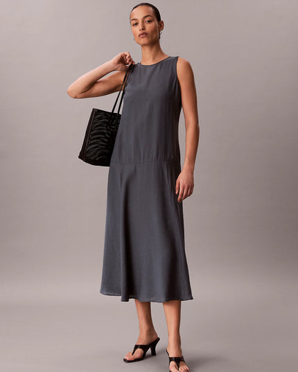 Voile A-Line Maxi Dress - Biloxi Blue