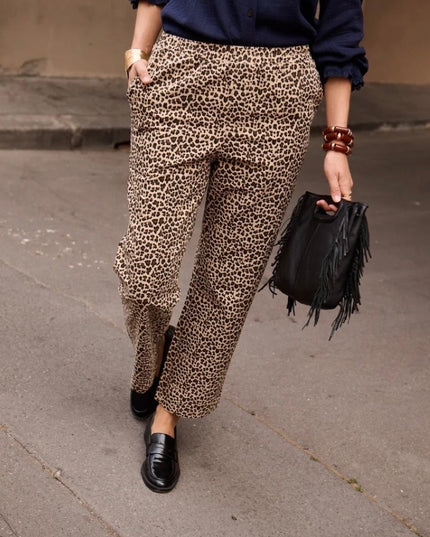 Jodie Straight Leg Trouser - Leopard