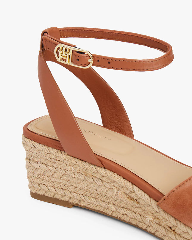 Leather/Suede Mix Wedge Espadrille - Cinnamon Bark