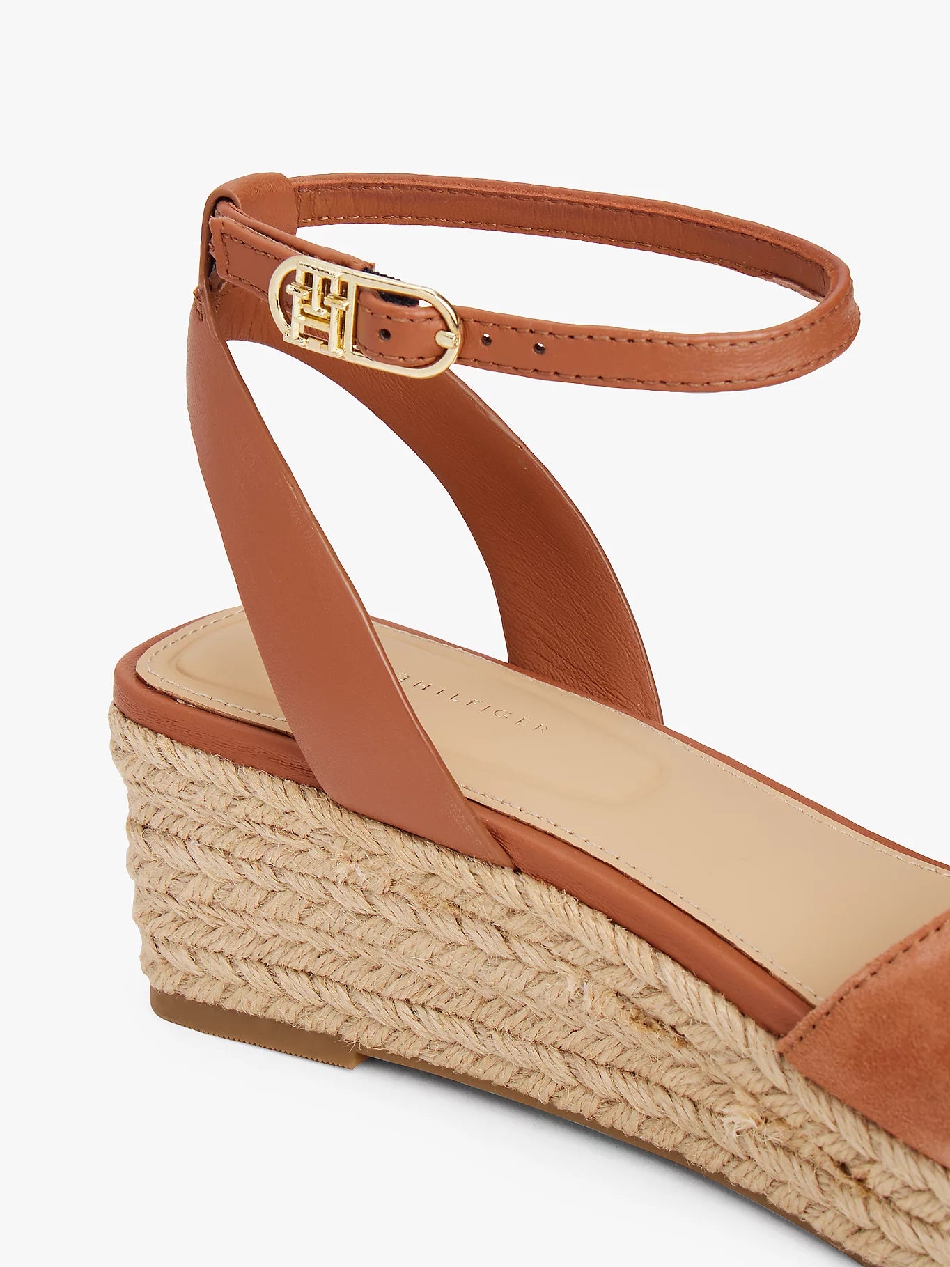 Leather/Suede Mix Wedge Espadrille - Cinnamon Bark