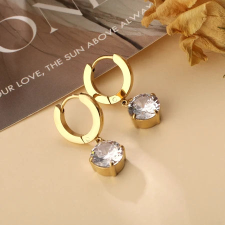 Lanthe Zirconium Huggies - Gold